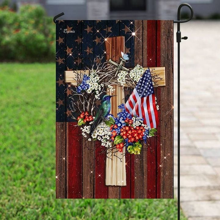 God Bless America Hummingbird Garden Decor Flag | Denier Polyester | Weather Resistant | GF2348