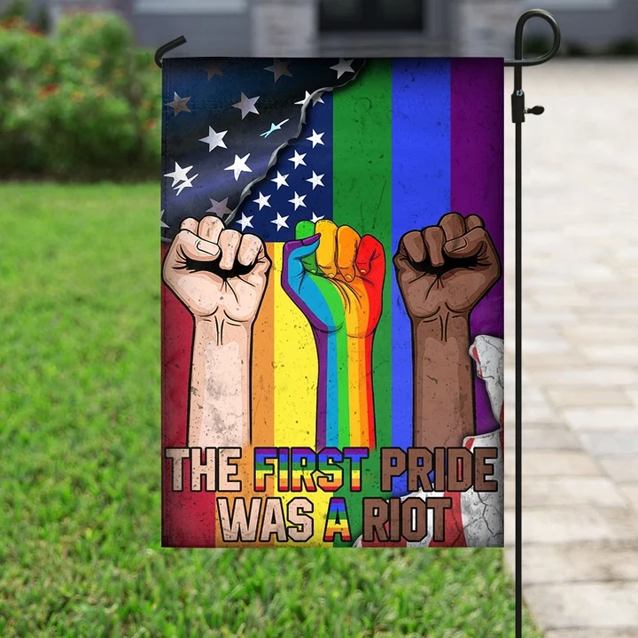LGBTQ The First Pride Was A Riot Garden Decor Flag | Denier Polyester | Weather Resistant | GF2254