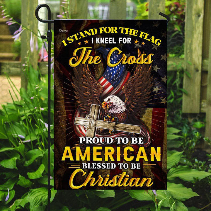 Proud To Be American, Blessed To Be Christian Eagle Garden Decor Flag | Denier Polyester | Weather Resistant | GF2121