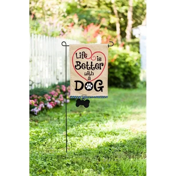 Life Is Better With A Dog Garden Decor Flag | Denier Polyester | Weather Resistant | GF1334