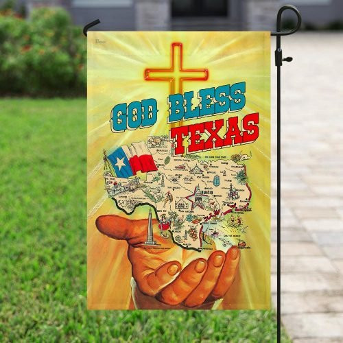God Bless Texas. Texas Strong Garden Decor Flag | Denier Polyester | Weather Resistant | GF1680