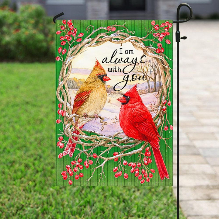 Cardinal I am Always With You Garden Decor Flag | Denier Polyester | Weather Resistant | GF1970