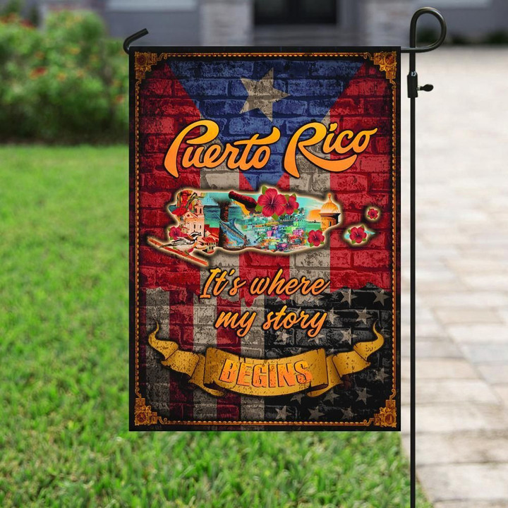 Puerto Rico Forever In My Heart Garden Decor Flag | Denier Polyester | Weather Resistant | GF2129