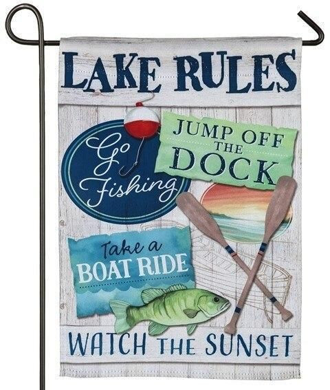 Lake Rules Garden Decor Flag | Denier Polyester | Weather Resistant | GF2425