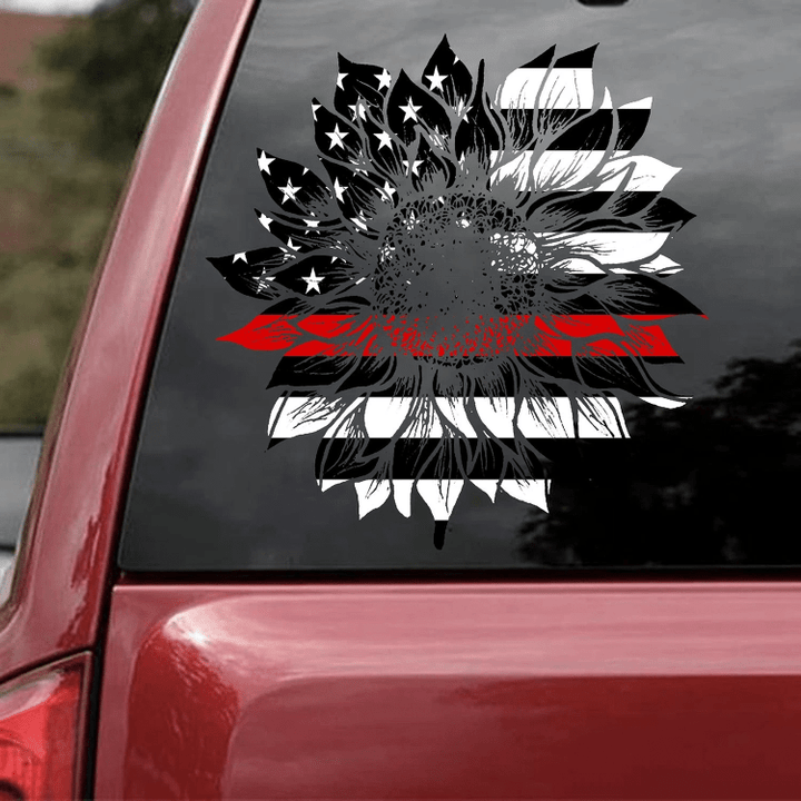 USA Sunflower Cracked Car Decal Sticker | Waterproof | Easy Install | PVC Vinyl | CCS2336