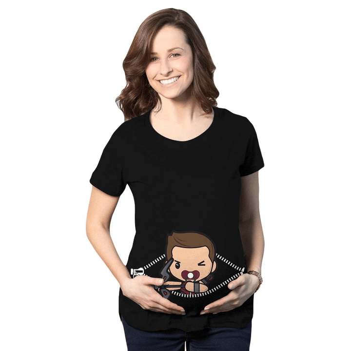 Baby Hawkeye Peeking Maternity T-Shirt