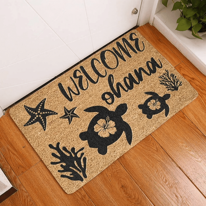 Welcome Ohana Turtle Easy Clean Welcome DoorMat | Felt And Rubber | DO2395