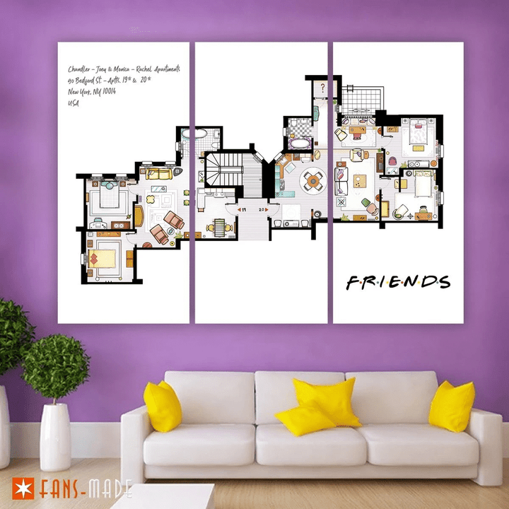 Friends Apartment 3 Piece Canvas