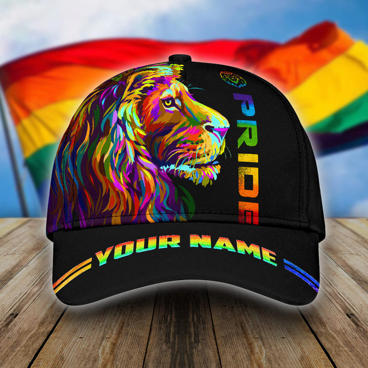 Beebuble Personalized LGBT Lion PRIDE LGBTQ Flag Black 3D Classic Cap