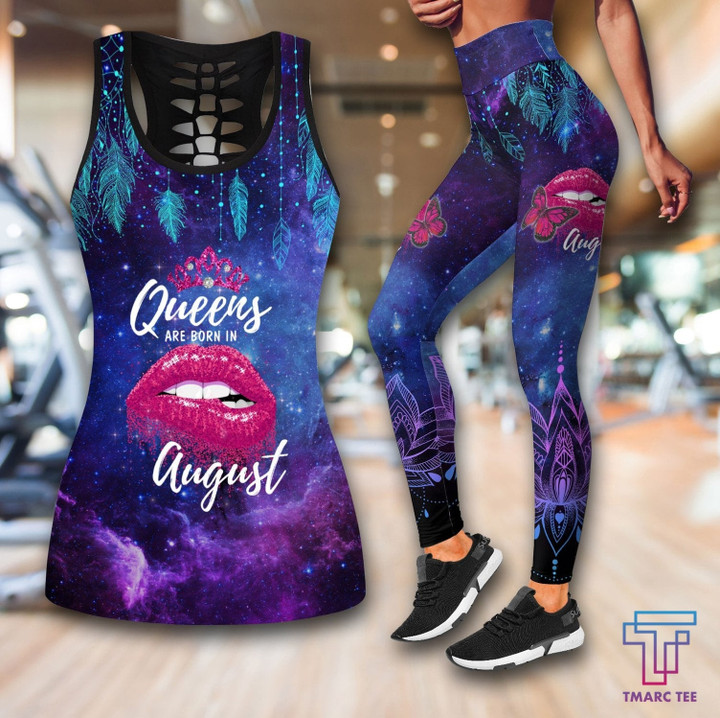 Queens are born in August Galaxy combo legging+tank TR2405208S - Amaze Style™-Apparel