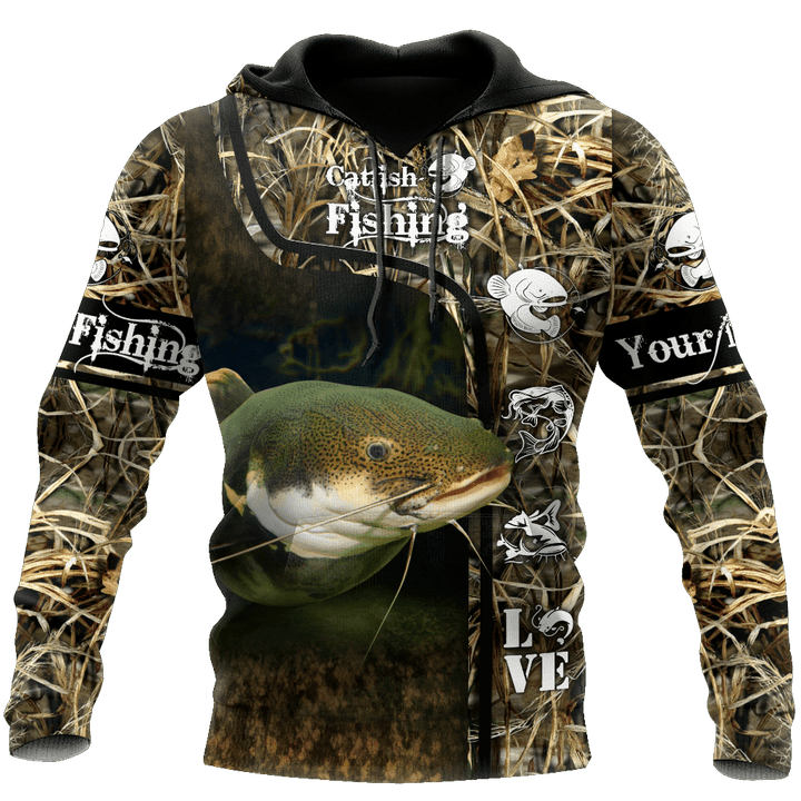  Custom name Catfish Fishing water camo D print shirts