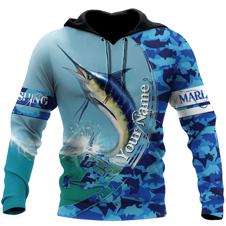  Custom name Marlin Fishing Camo D Design print shirts