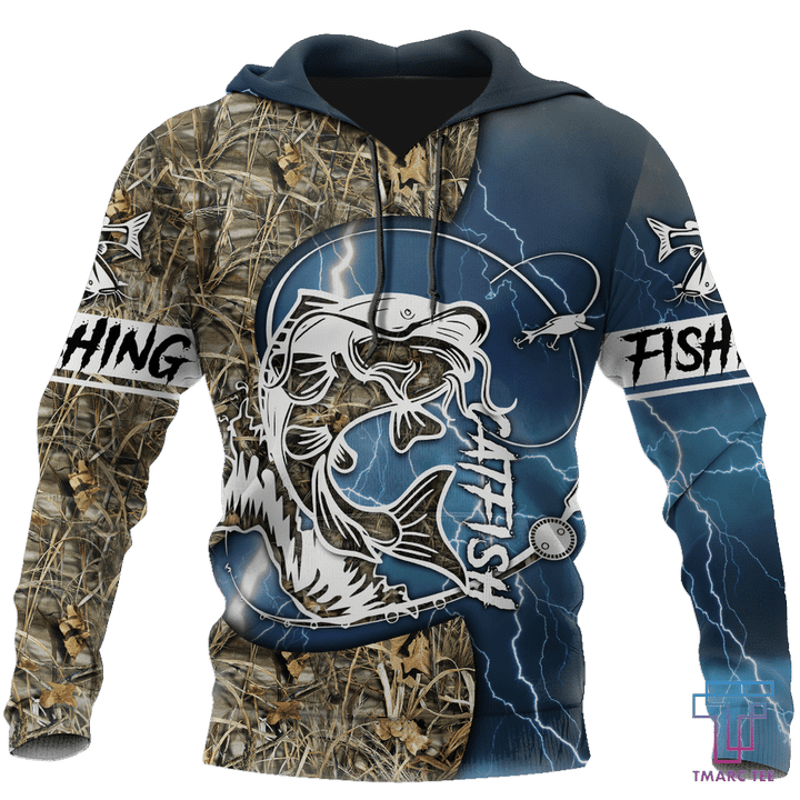 Catfish fishing Blue tattoos camo 3d shirts for men and women TR300303 - Amaze Style™-Apparel