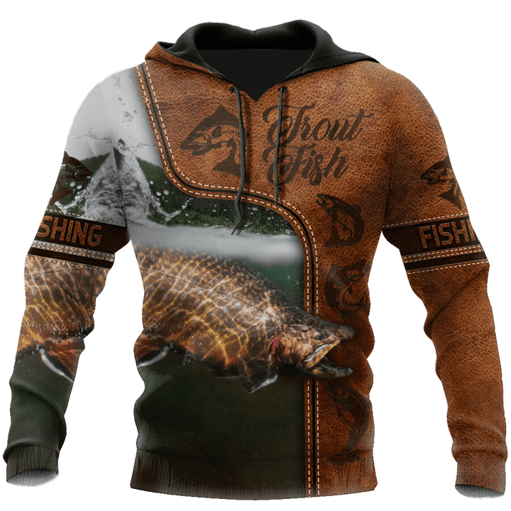  Trout Fishing water camo Cosplay leather D print shirts