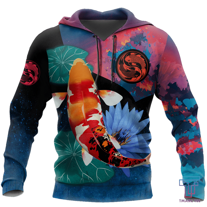 Koi Fishing on lotus 3D all over printing shirts for men and women TR110201 - Amaze Style™-Apparel