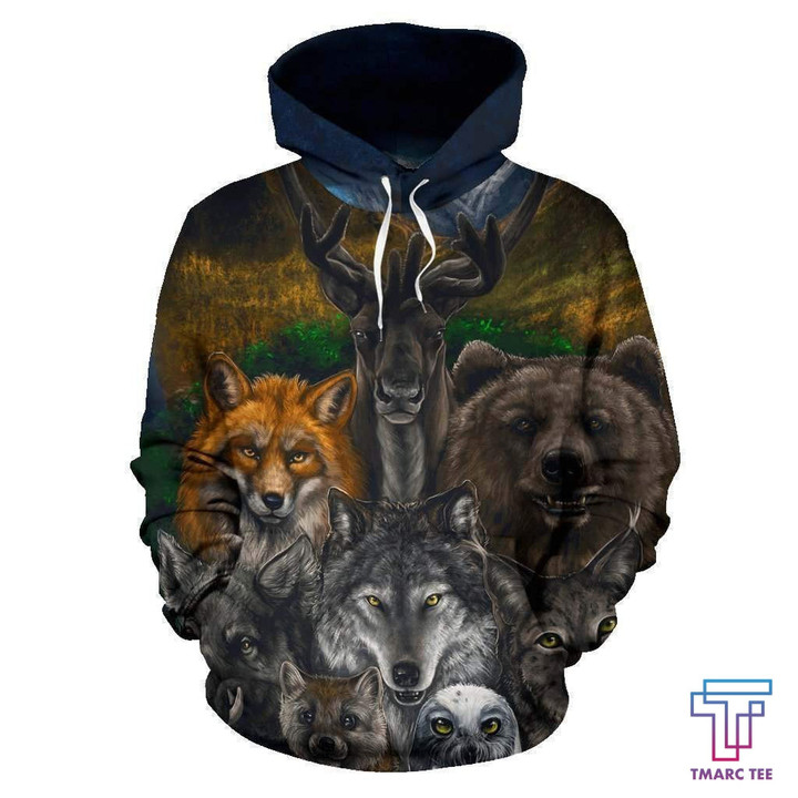 Native American – Bear Wolf Owl Fox 3D All Over Hoodie HC1903 - Amaze Style™-Apparel
