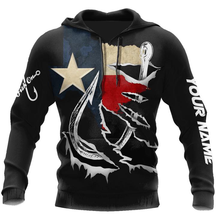  Custom name Hooked on fishing Texas design d print shirts Fishing State