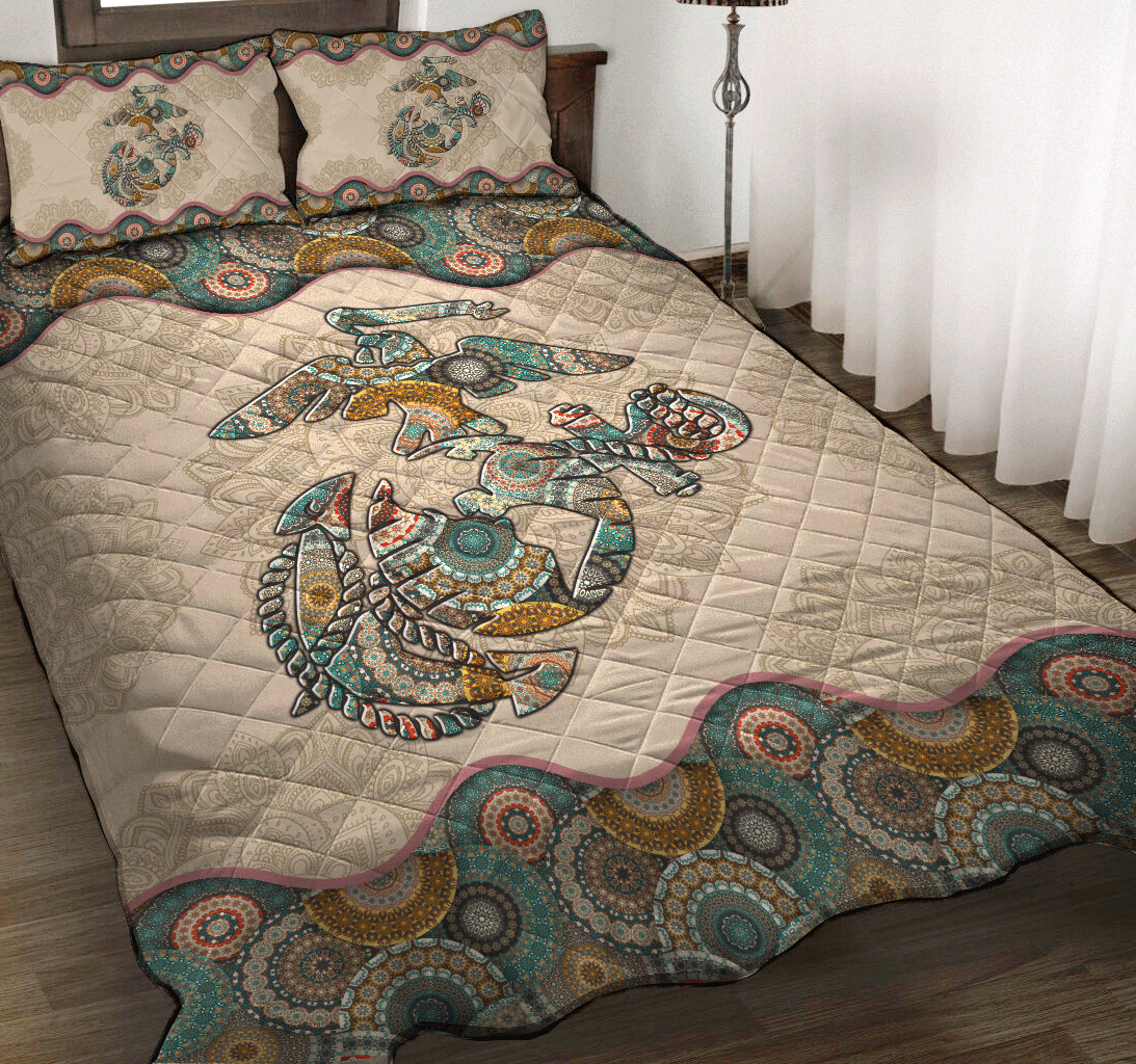  United States marine corps Vintage quilt bedding set Proud Military