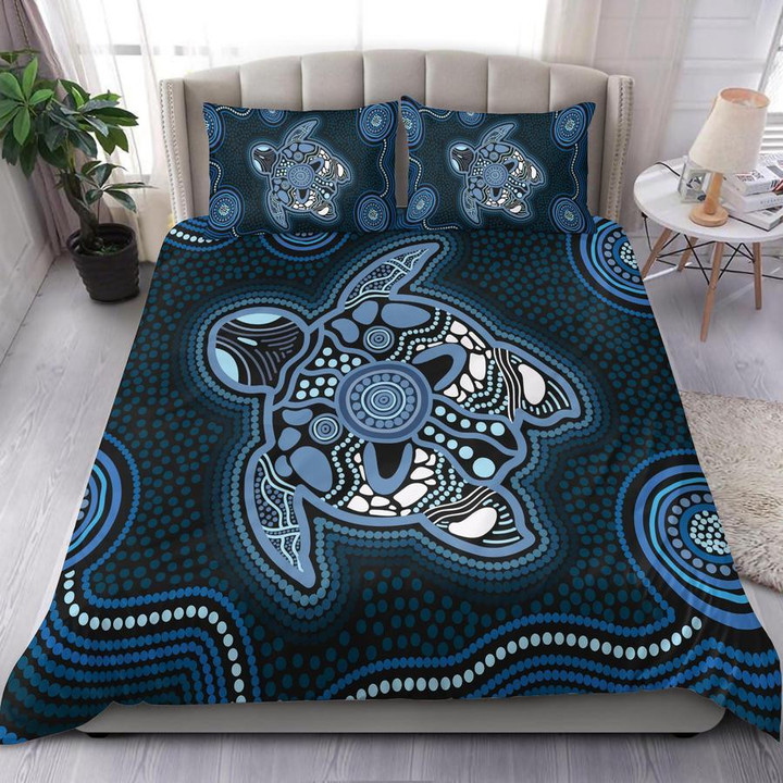  Aboriginal Duvet Cover Blue Turtle Australia Culture design print Bedding set