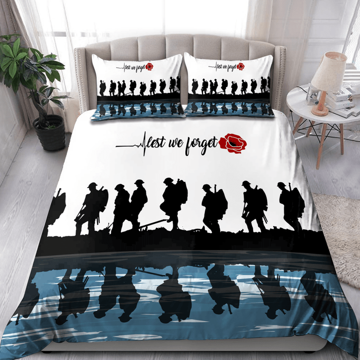 Lest we forget Honor the fallen Veteran D print Bedding set Anzac Day