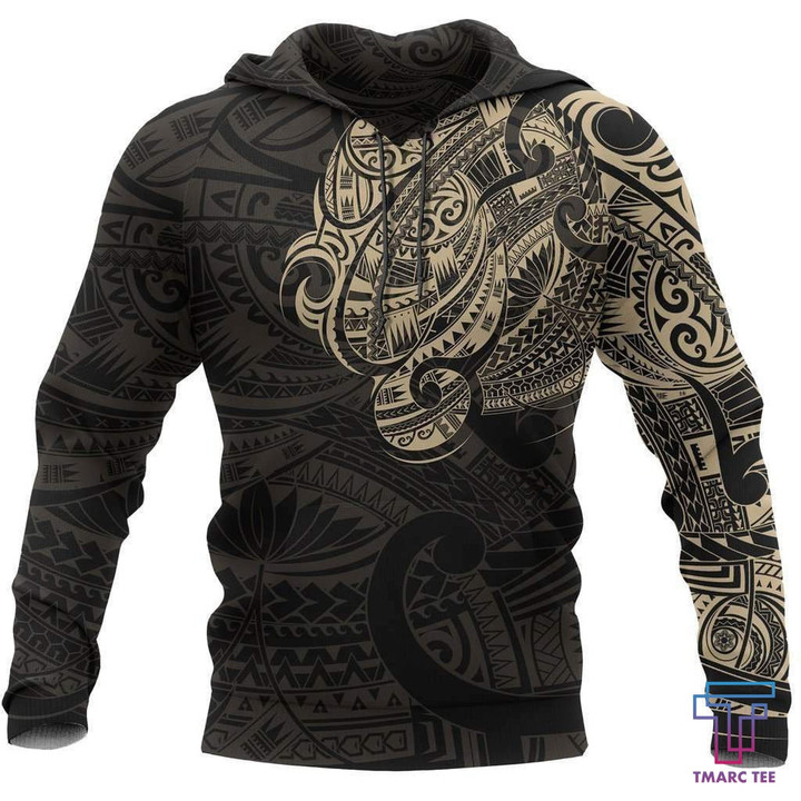 Maori Tattoo Style All Over Hoodie Golden Version HC1206 - Amaze Style™-Apparel