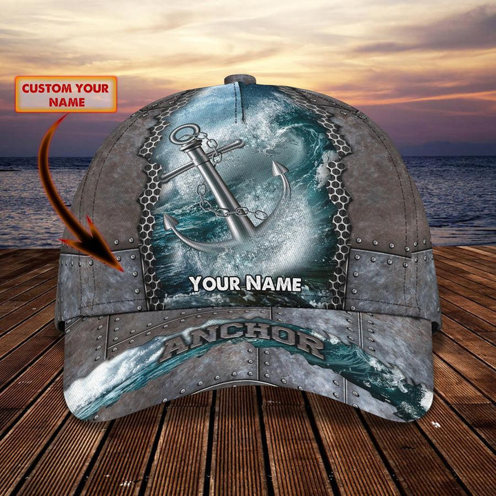 Anchor Drops Sea Metal Custom name Classic Cap 