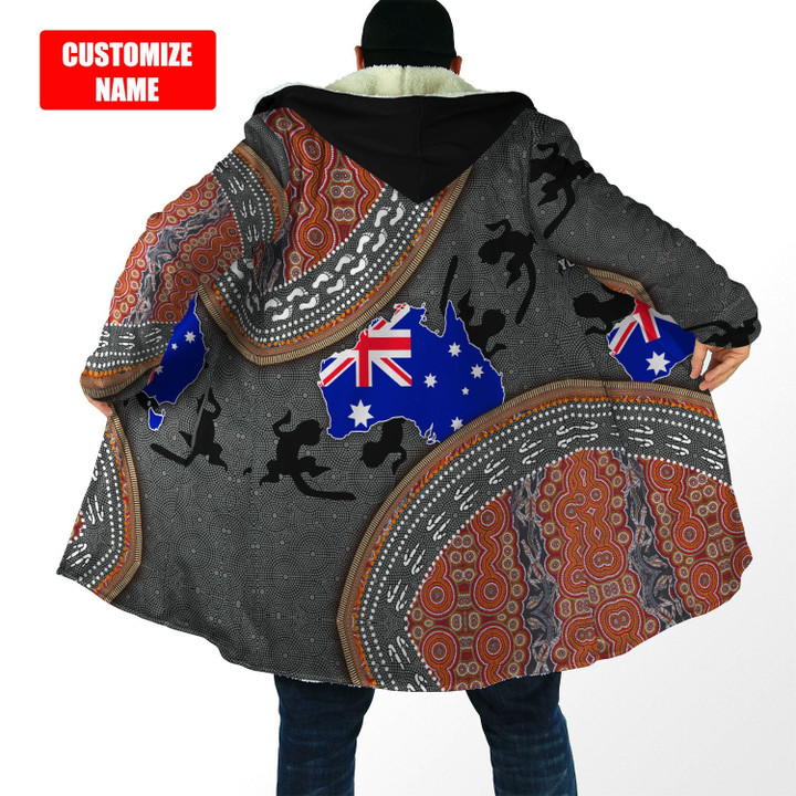  Custom name Australian Flag Aboriginal dots Zip pattern Cloak