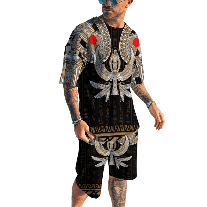  Ancient Egypt ver Painting Pattern D Tattoo Combo T-Shirt Short
