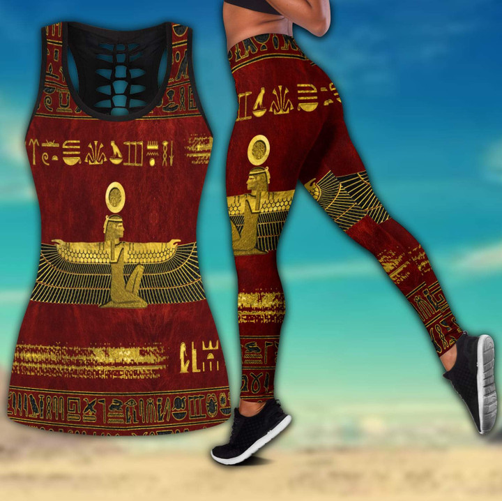  Egyptian Ancient Queen Red Pattern Combo Legging Tank