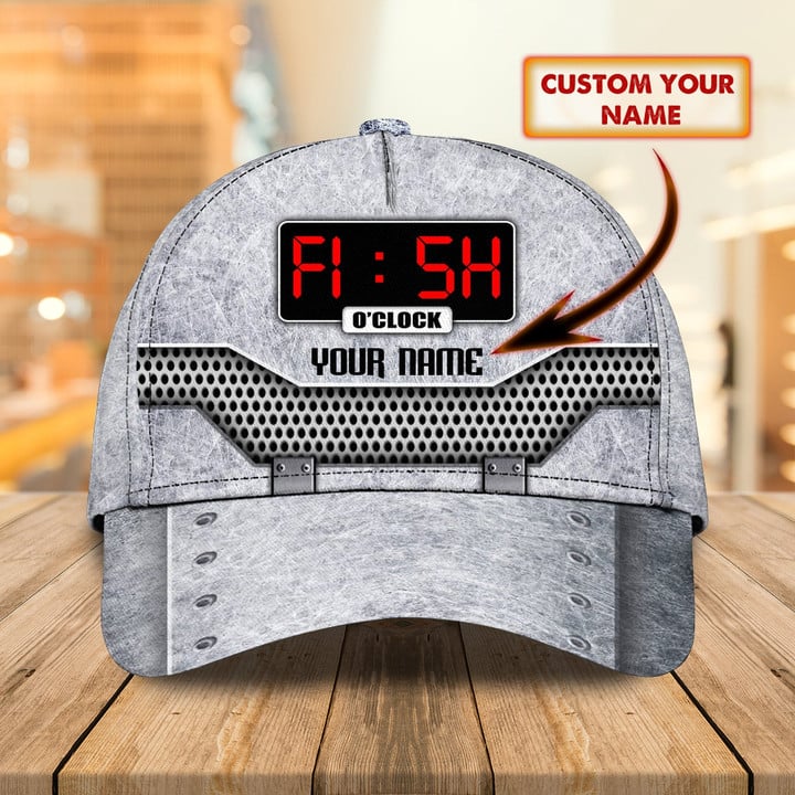  Custom Name Fishing hat Clock print Cap