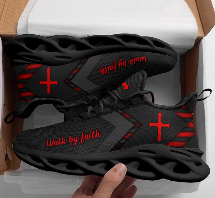 Jesus Christ Walk by Faith Red Clunky Sneaker