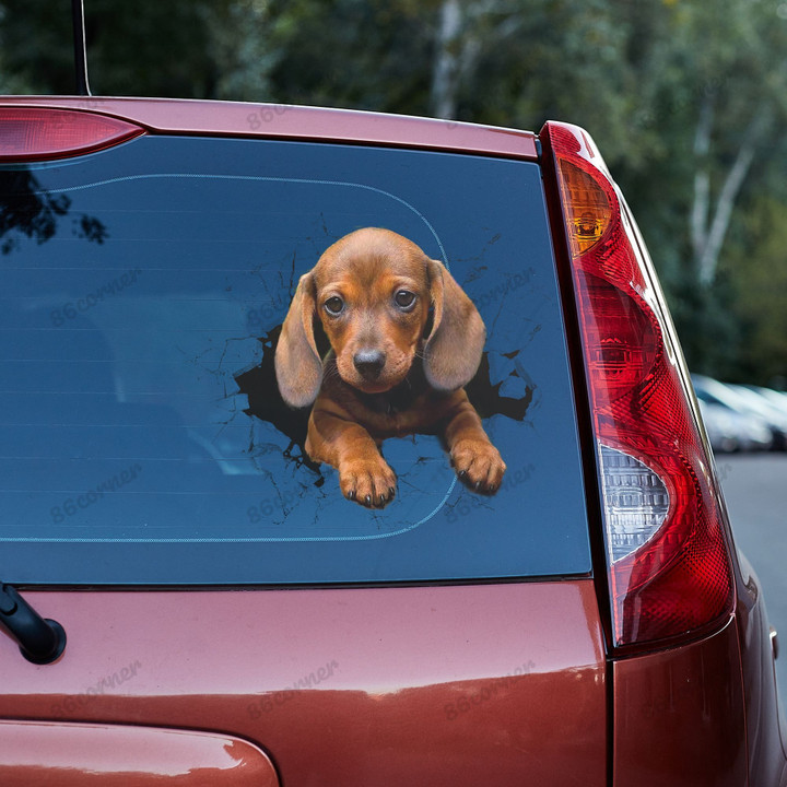  Dachshund Puppy Crack Car Decal Sticker