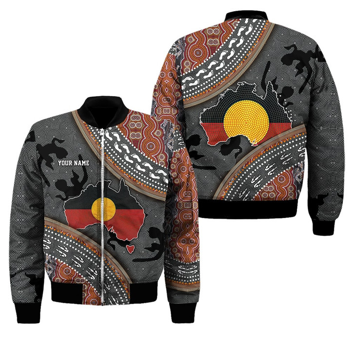  Custom name Aboriginal dots Zip pattern printed winter shirts