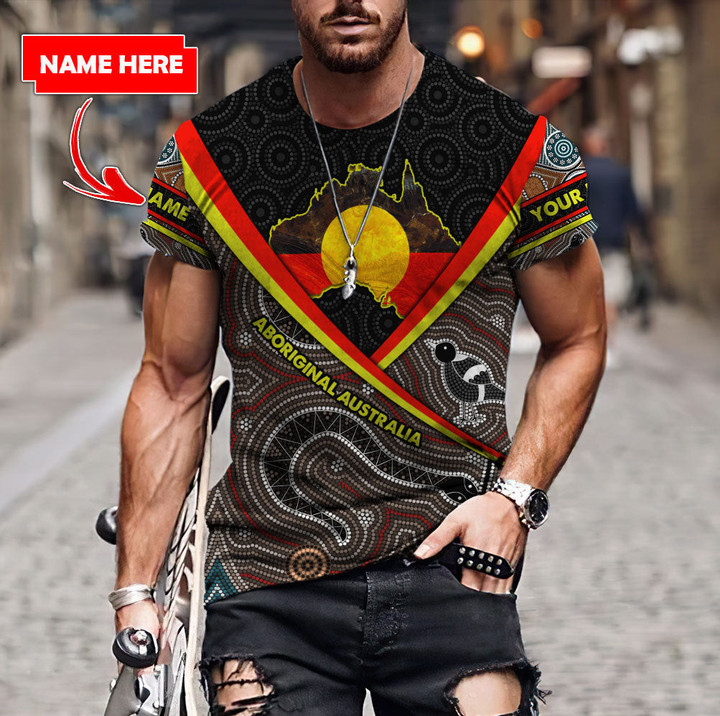  Custom name Proud to be aboriginal Totem Brown d printed summer shirts