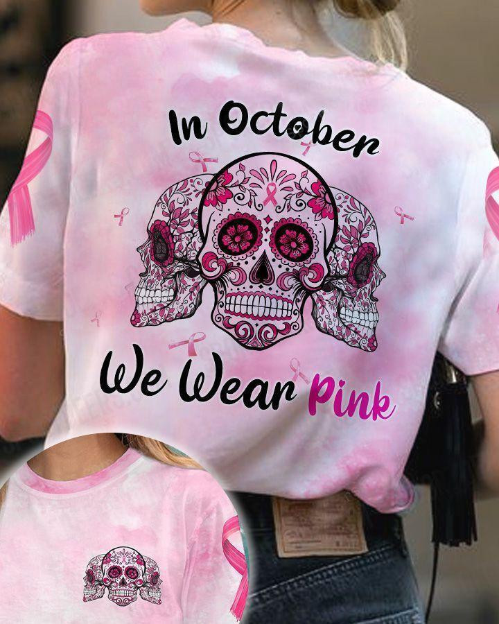  SKULL - Wear Pink - Breast Cancer Awareness Tshirt