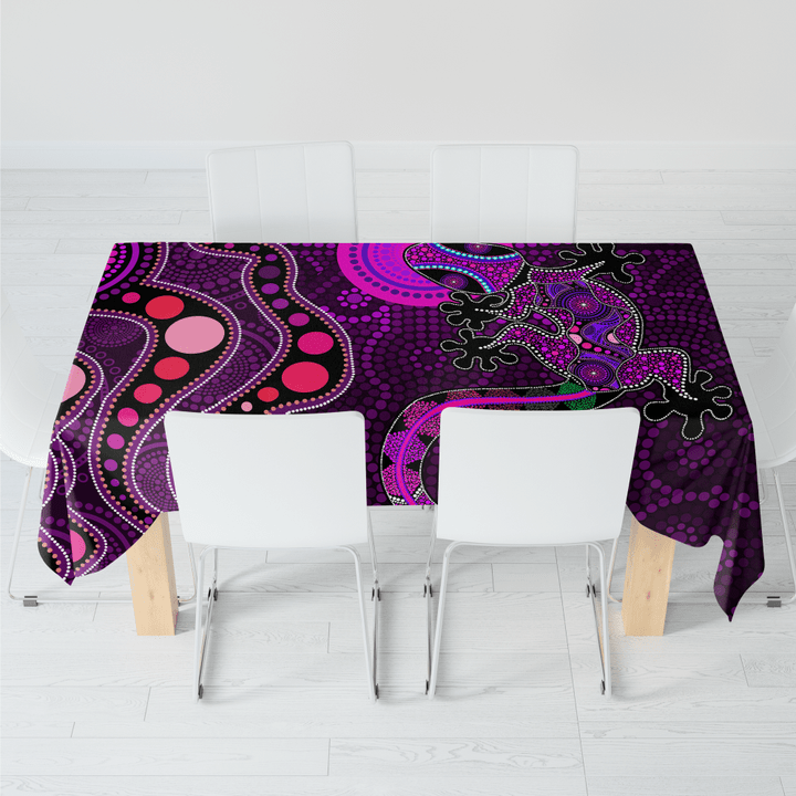 Aboriginal Purple The Lizard and The Sun full color printing Tablecloth 