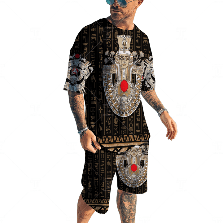  Ancient Egypt ver Painting Pattern D Tattoo Combo T-Shirt Short