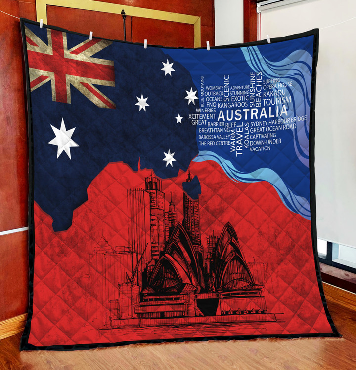  Copy of Aboriginal Decors Australian Gifts Architectural Red Flag Quilt TNA