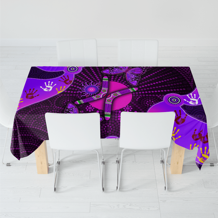 Aboriginal Naidoc Week Purple Butterflies full color printing Tablecloth 