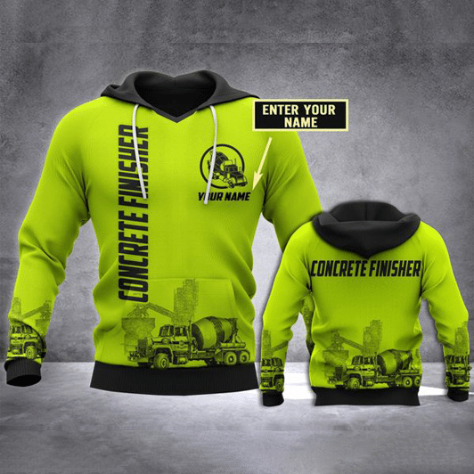 Concrete Finisher Green Safety Custom name shirts 