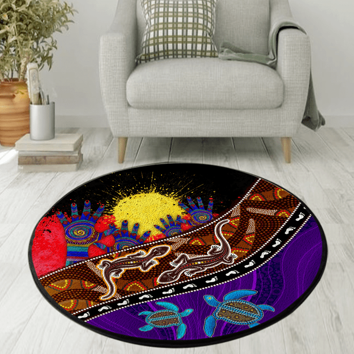  Aboriginal Culture Painting Art Colorful D Design Circle Rug
