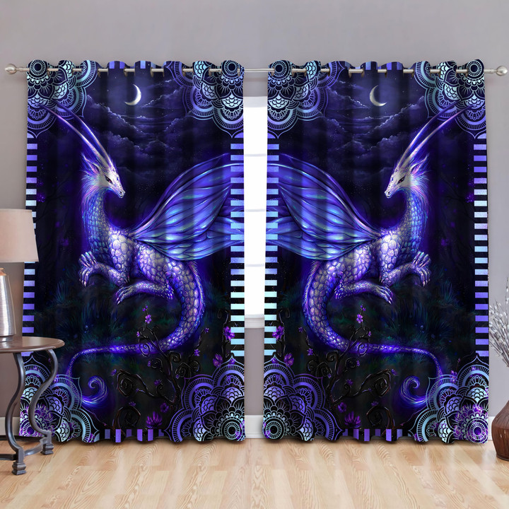  Purple Dragon Art In The Night Window Curtains DQB-TQH