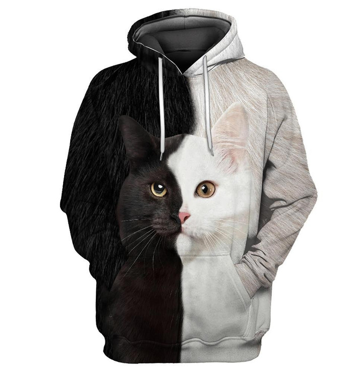  Black And White Cat Hoodie For Men And Women MH