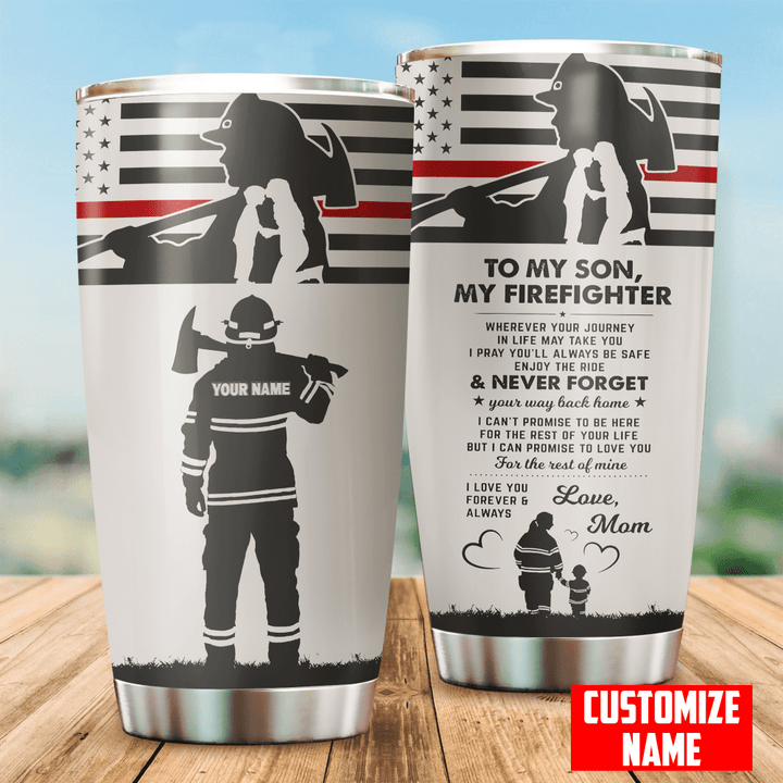 Customize Name Firefighter Stainless Steel Tumbler