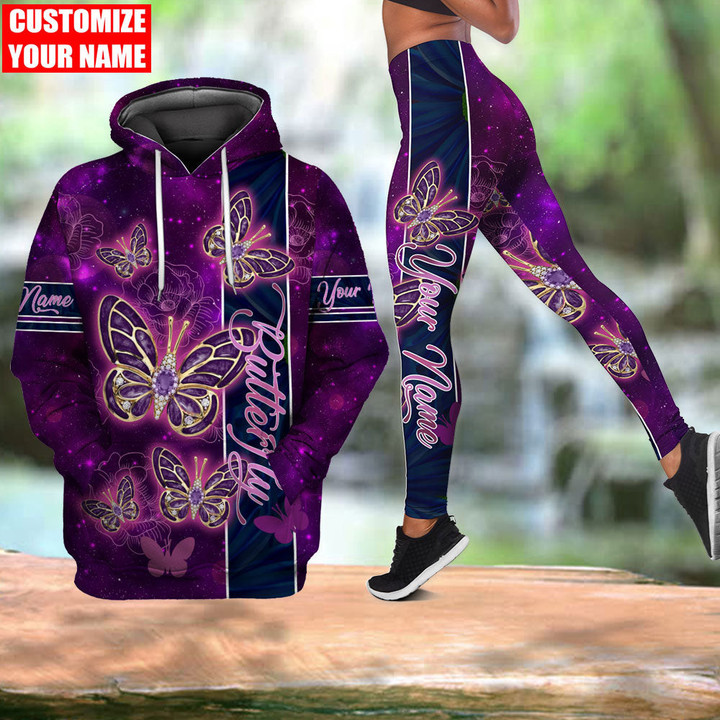  Customized name Butterfly Combo Hoodie and Legging