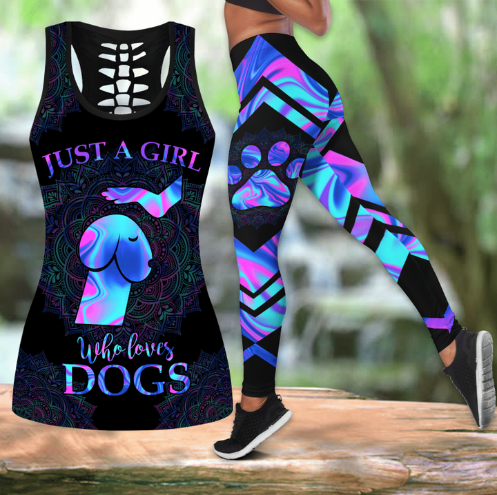  Just a Girl Who Loves Dogs Combo Legging + Hollow Tanktop