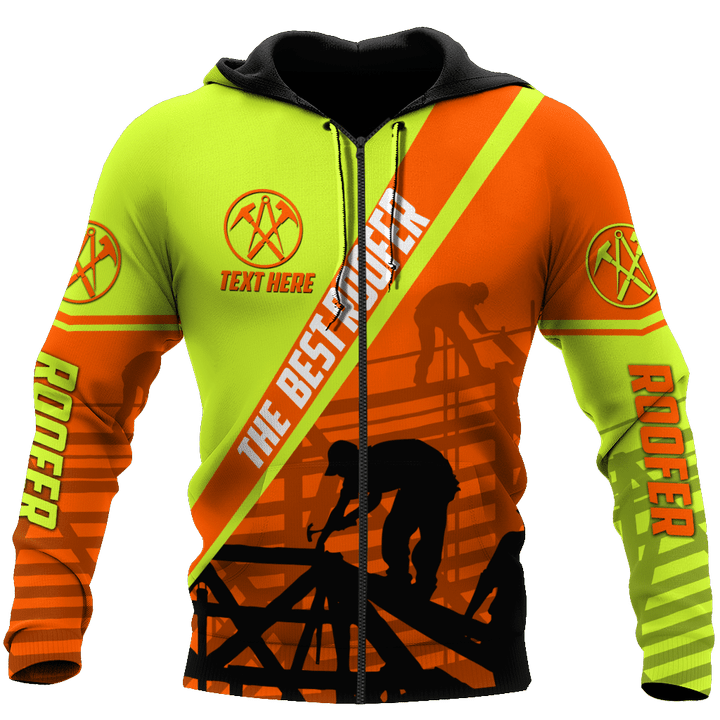  THE BEST ROOFER GREEN AND ORANGE - PERSIONALIZED NAME D HOODIE SHIRT