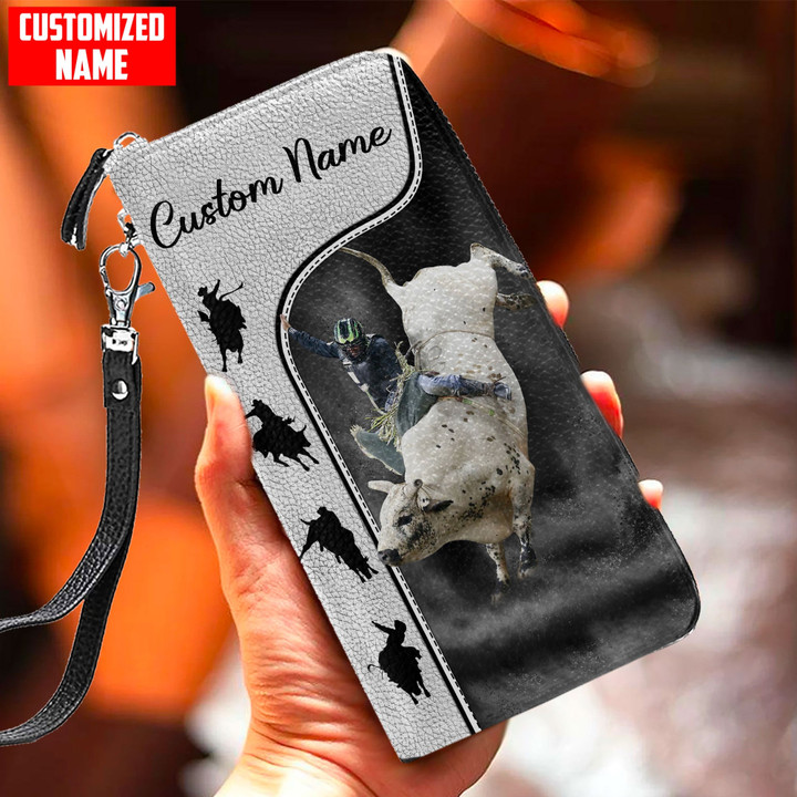  Bull Riding Personalized Name Printed Leather Wallet DD