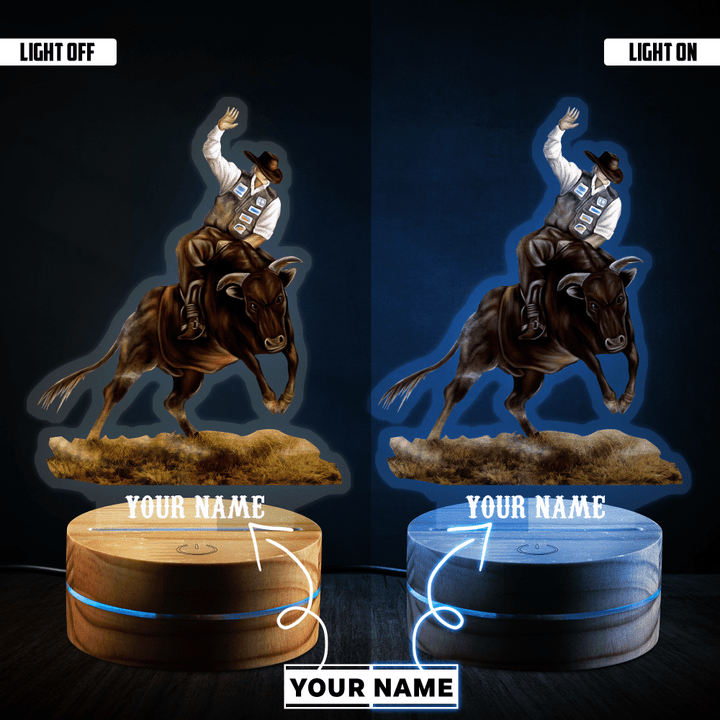  Personalized Name Bull Riding Led Night Light
