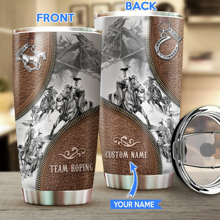  Personalized Name Bull Riding Stainless Steel Tumbler Team Roping